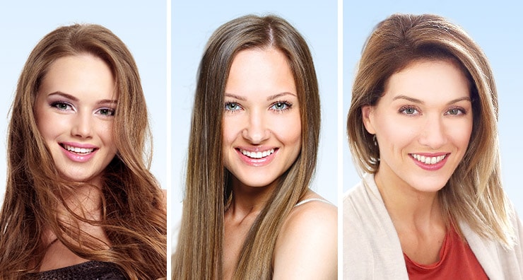 Three beautiful women with acne-free skin. Acne At Every Age. Acne solutions and products just for you. 
