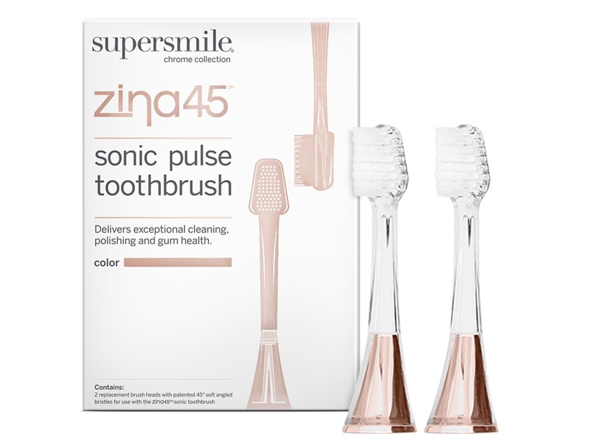 Supersmile Zina45 Sonic Pulse Toothbrush Replacement Heads - 2 Pack - Rose Gold