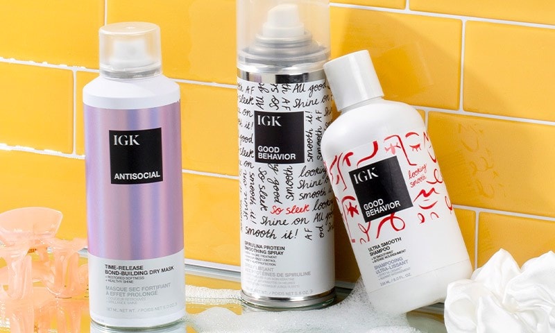 Featured IGK products sitting on a bathroom counter