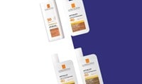 Four La Roche-Posay sunscreens laying flat