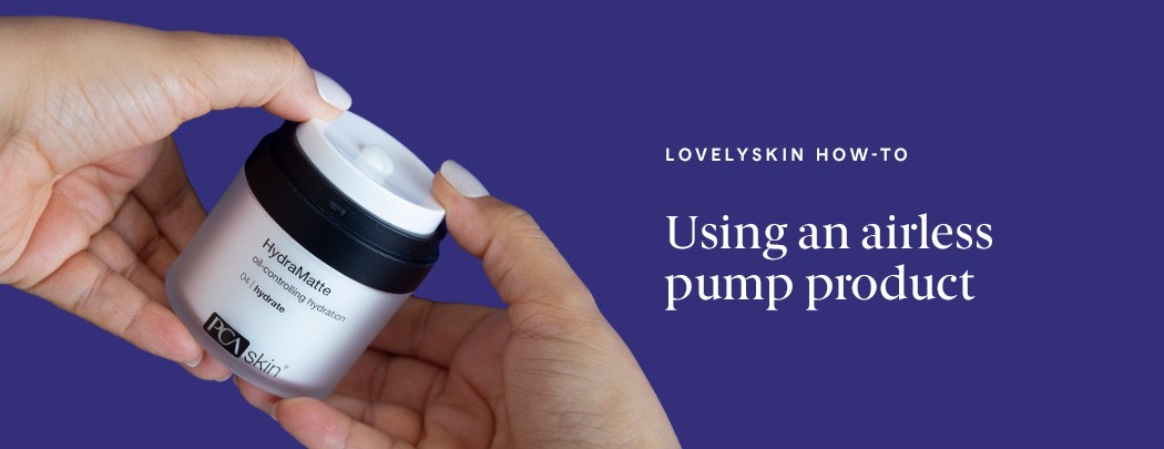 Hands pushing up product in an airless pump jar