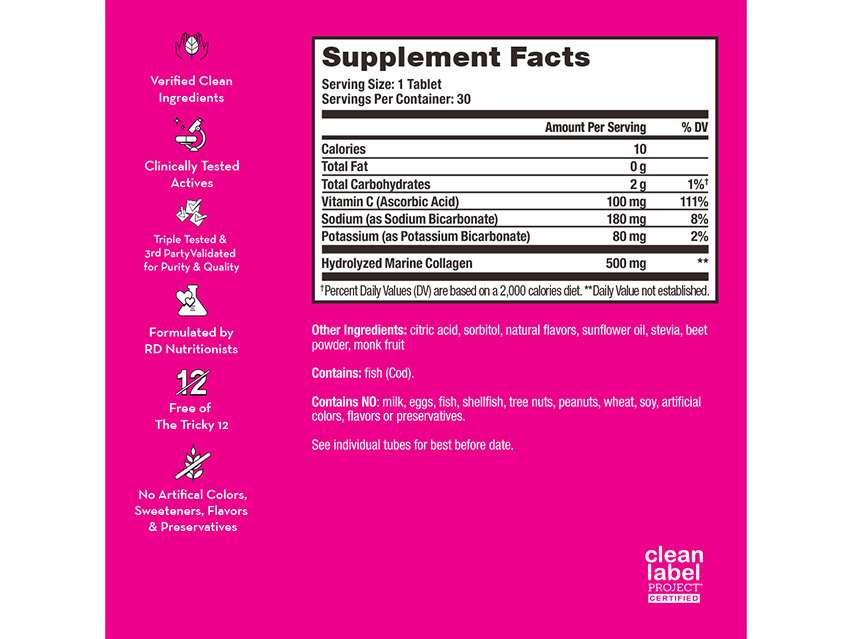 HUM Nutrition Collagen Pop  + Vitamin C Dissolvable Tablets