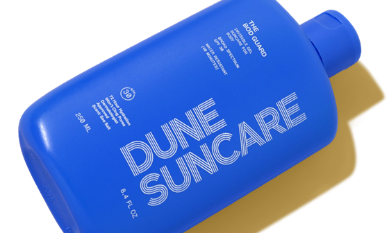 Dune Suncare The Bod Guard Broad Spectrum SPF 30 Sunscreen in blue bottle