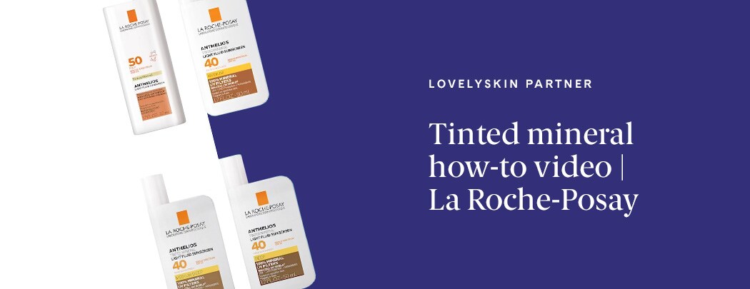 Four La Roche-Posay sunscreens laying flat