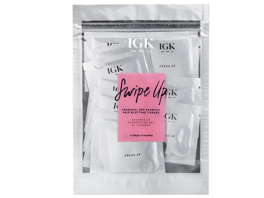 IGK Swipe Up Smoothing Wipes - Fresh AF! Charcoal Dry Shampoo Hair Blotting Tissue