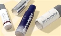 A smattering of Dermalogica products lay over a yellow background.