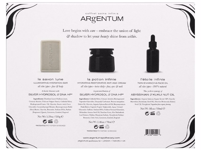 ARgENTUM coffret soins infinis All-Encompassing Trio For Your Skin