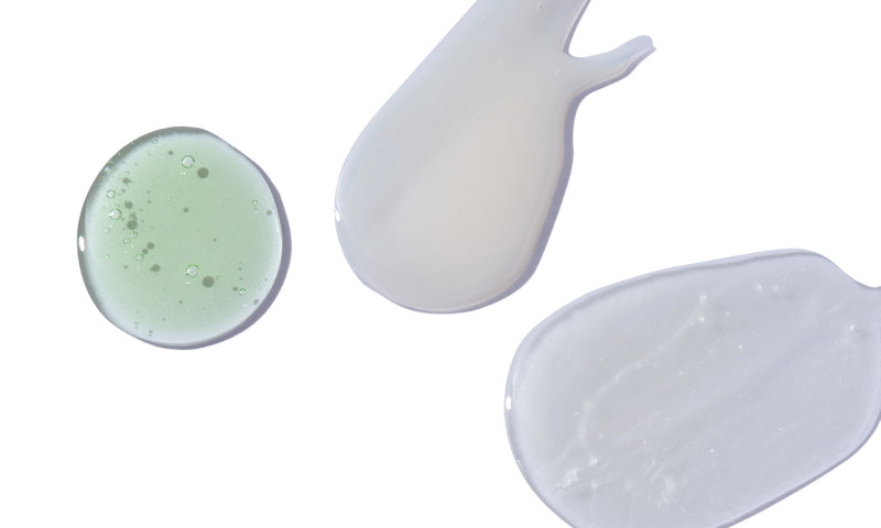 Three swatches of shampoo.