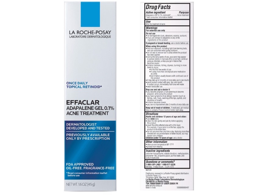 La Roche-Posay Effaclar Adapalene Gel 0.1% Acne Treatment