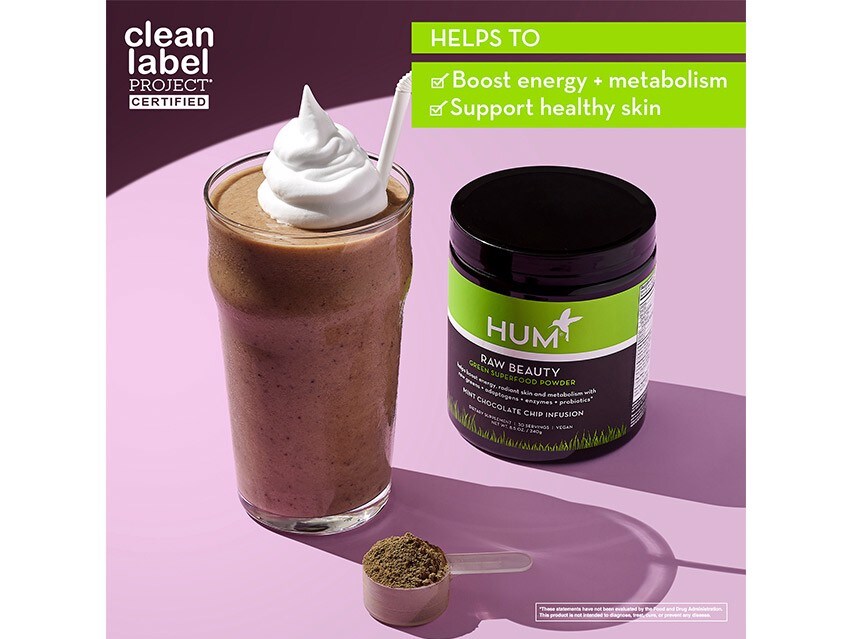 HUM Nutrition Raw Beauty Green Superfood Powder - Mint Chocolate Chip Infusion