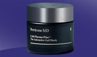 A jar of Perricone MD anti-aging mask on a purple background.