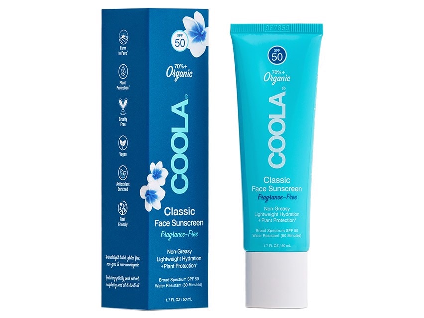 COOLA Moisturizing Face SPF 50 Organic Sunscreen Lotion - Fragrance Free