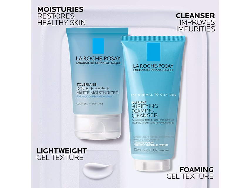 La Roche-Posay Toleriane Purifying Foaming Face Cleanser for Normal, Oily  and Sensitive Skin