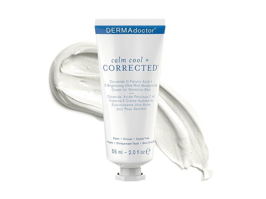 DERMAdoctor Calm Cool + Corrected Ceramide C Ferulic Acid + E Brightening Ultra Rich Moisturizing Cream for Sensitive Skin