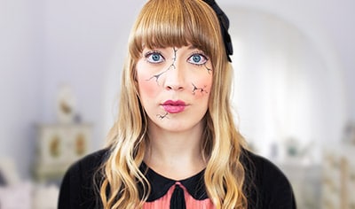 Easy Halloween Makeup: Cracked Doll