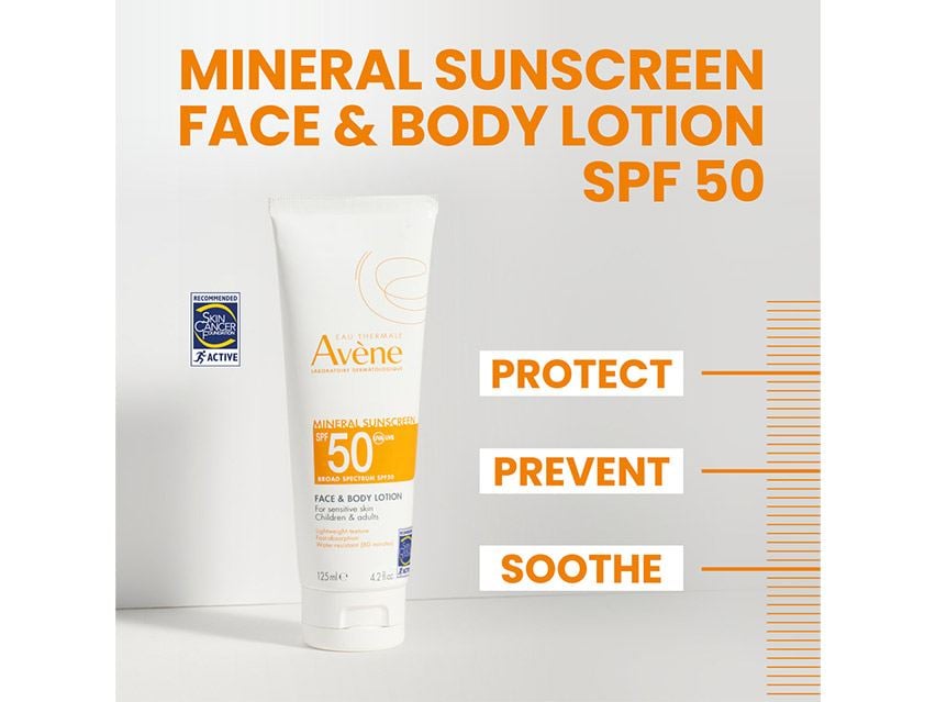 Avene Mineral Sunscreen Broad Spectrum SPF 50 Face &amp; Body Lotion
