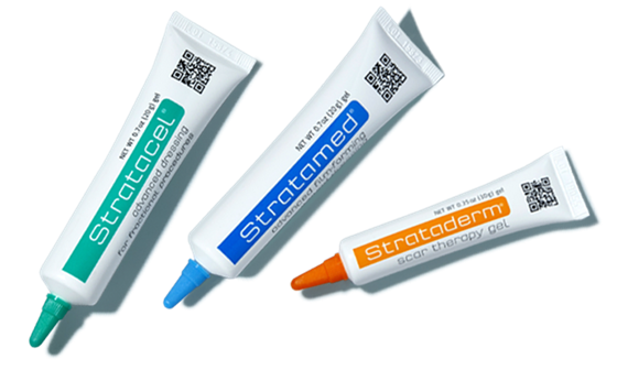 StratPharma Strataderm Scar Therapy Gel, Stratamed Advanced Film-Forming Wound Dressing, Stratacel Advanced Dressing for Fractional Procedures