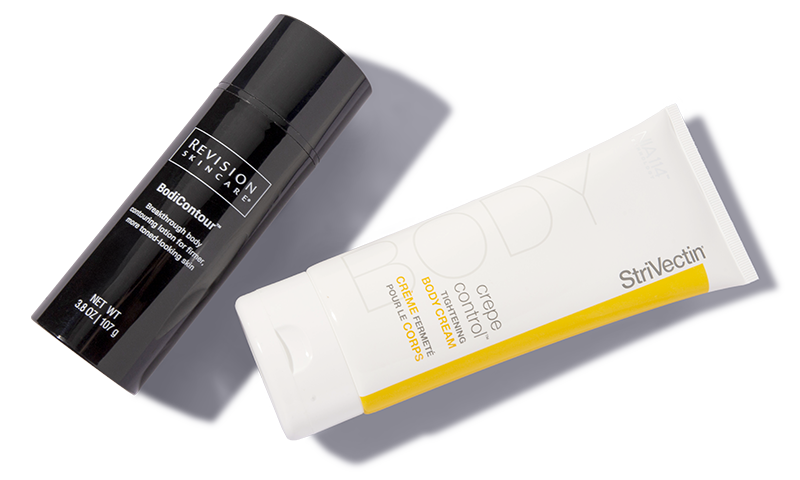 An Epionce body lotion next to a Korres shower oil.