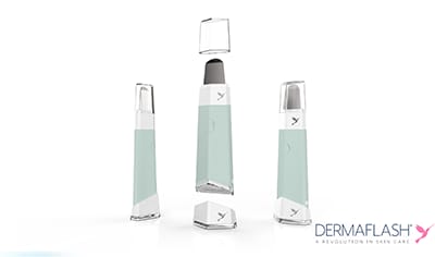 Three DERMAFLASH tools aligned. How to Use DERMAFLASH DERMAPORE Skin Spatula. Shop DERMAFLASH at LovelySkin.