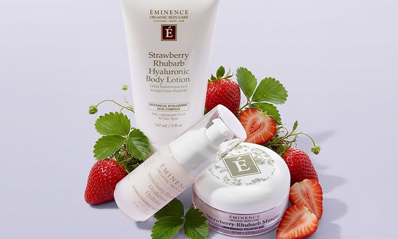 The collection surrounded by strawberries