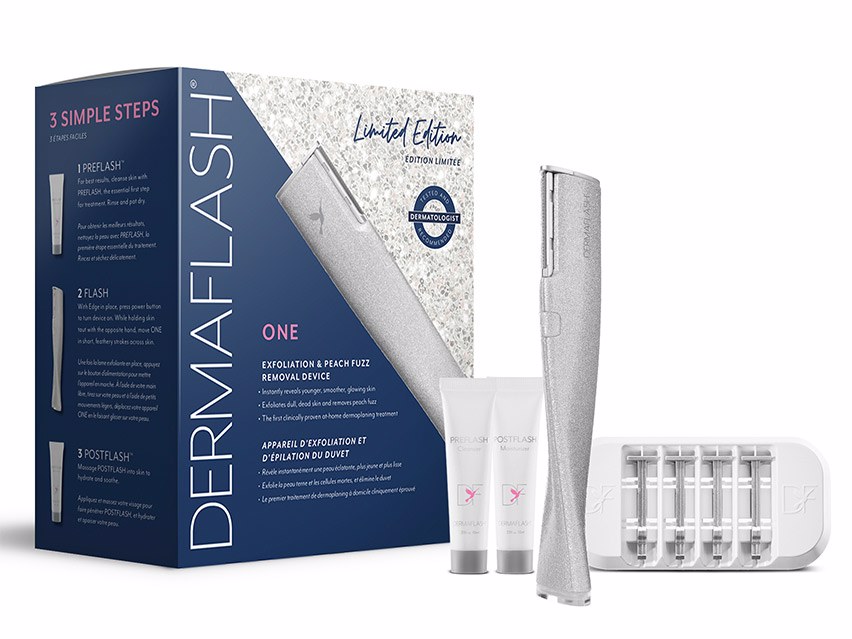 DERMAFLASH ONE Facial Exfoliation Device - Silver Sparkle - Limited Edition
