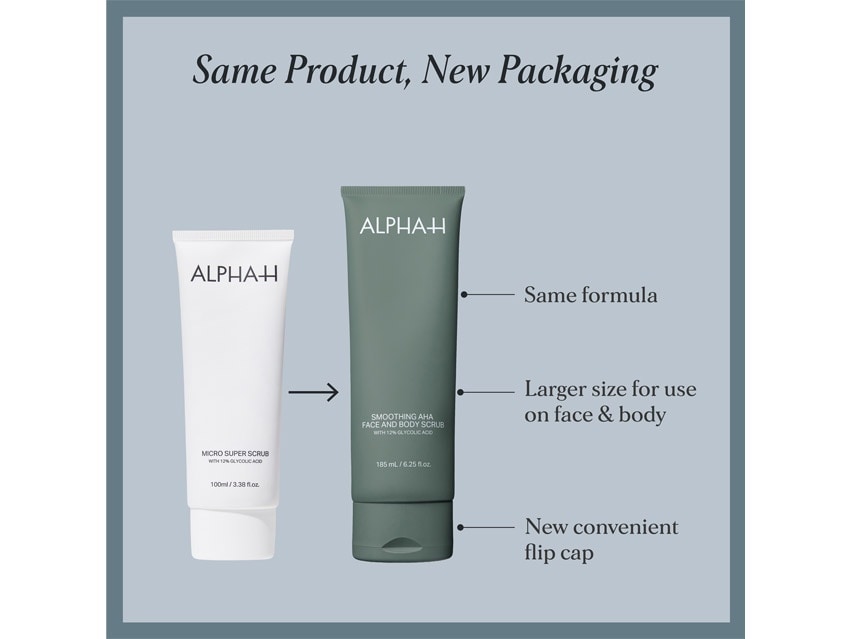 Alpha-H Smoothing AHA Face &amp; Body Scrub with 12% Glycolic Acid