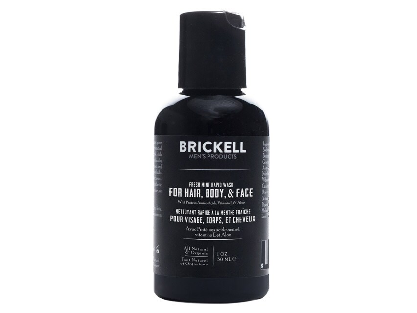 Brickell Rapid Wash for Hair, Body, & Face - Travel Size - Fresh Mint