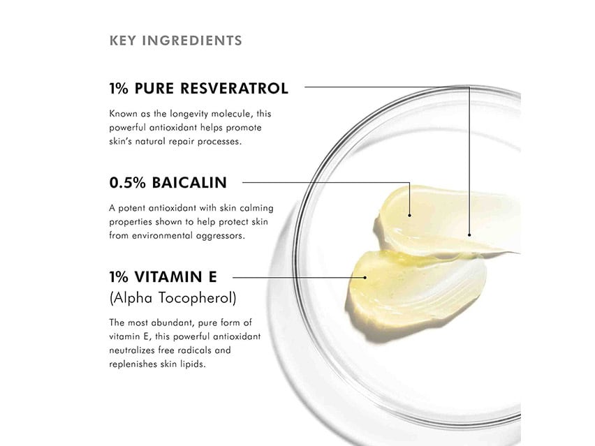 SkinCeuticals Resveratrol B E Antioxidant Night Concentrate Treatment key ingredients