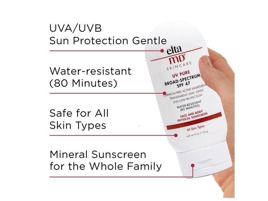EltaMD UV Pure Broad Spectrum SPF 47 Face and Body Sunscreen