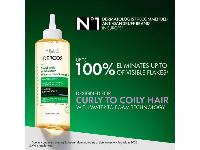 Vichy Dercos Salicylic Acid Anti-Dandruff Water to Foam Shampoo