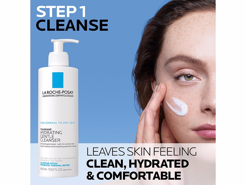 La Roche-Posay Toleriane Hydrating Gentle Cleanser and Toleriane Double Repair Face Moisturizer Duo - Limited Edition