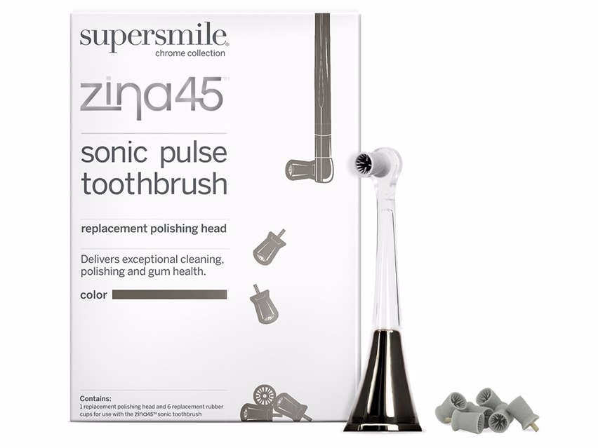 Supersmile Zina45 Sonic Pulse Toothbrush Replacement Polishing Heads - 2 Pack - Charcoal