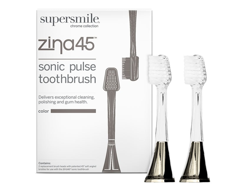 Supersmile Zina45 Sonic Pulse Toothbrush Replacement Heads - 2 Pack - Charcoal