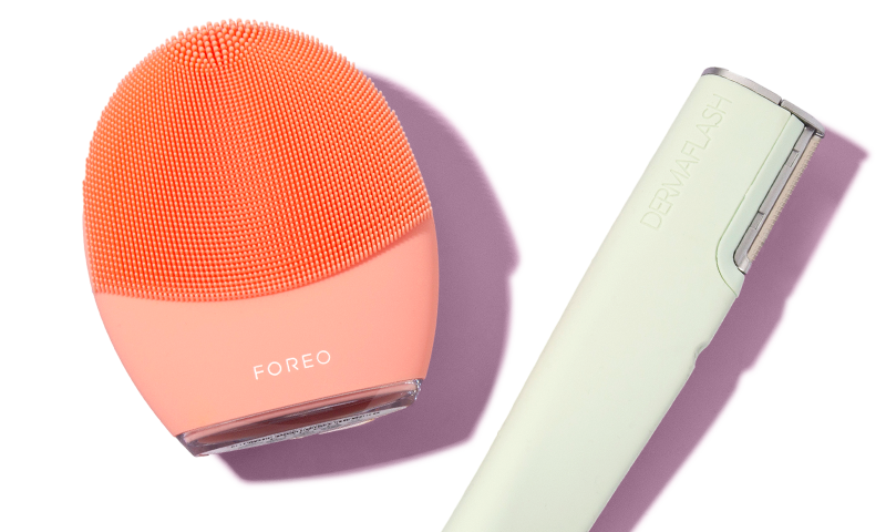 A FOREO and DERMAFLASH device