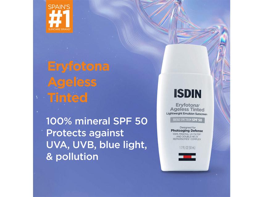 ISDIN Eryfotona Ageless Tinted Lightweight Emulsion Sunscreen SPF 50 New Formula