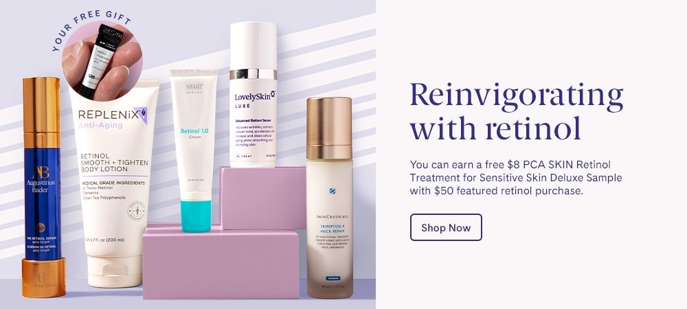 Reinvigorating with retinol You can earn a free $8 PCA SKIN Retinol Treatment for Sensitive Skin Deluxe Sample with $50 featured retinol purchase.