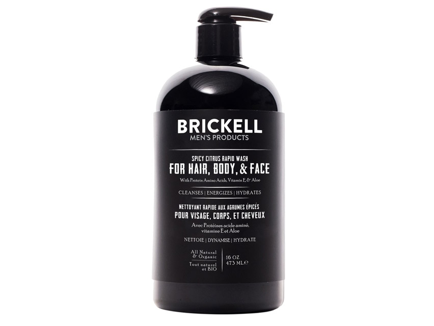 Brickell Rapid Wash for Hair, Body, & Face - Spicy Citrus