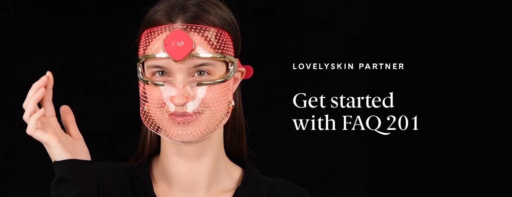 A woman wearing the FOREO FAQ 201 LED Mask