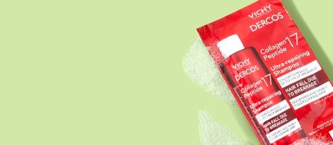 Free Dercos Collagen 17 Peptide Ultra Repairing Shampoo Deluxe Sample with $50 Vichy purchase