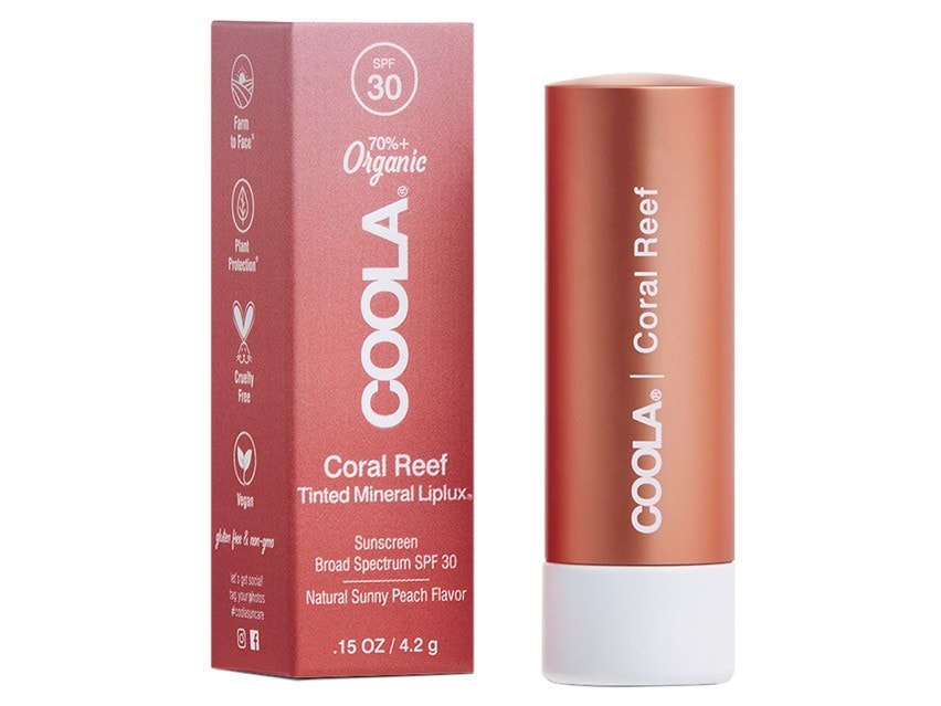 COOLA Mineral Liplux SPF 30 Organic Tinted Lip - Coral Reef