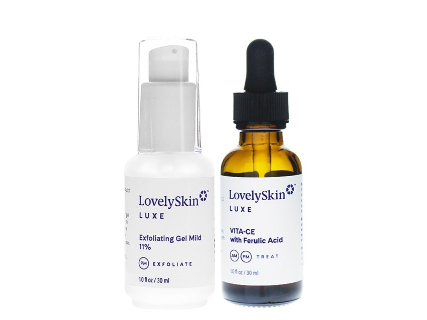 LovelySkin LUXE Vita-CE with Ferulic Acid & Exfoliating Gel Mild 11% Duo