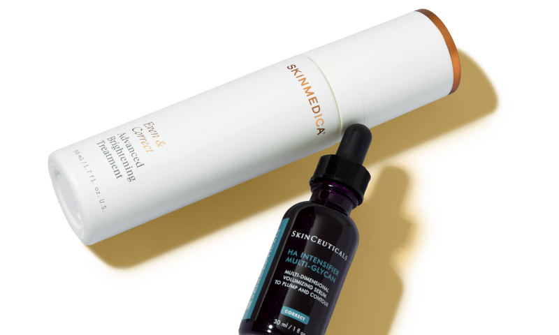 SkinCeuticals and SkinMedica products on a light background