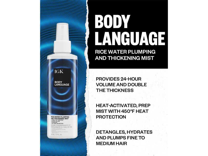 IGK Body Language Rice Water Plumping and Thickening Mist