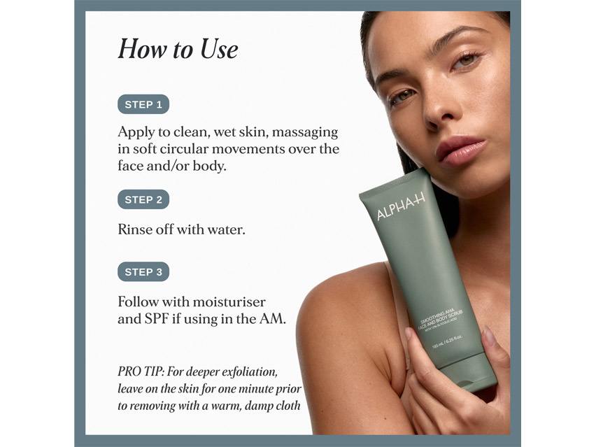 Alpha-H Smoothing AHA Face &amp; Body Scrub with 12% Glycolic Acid
