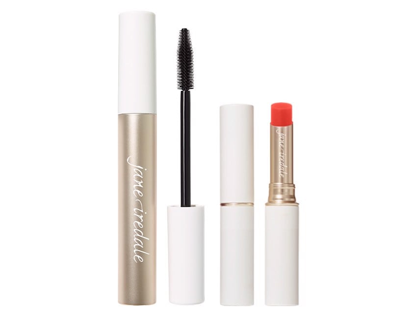 jane iredale Just Kissed Lip and Cheek Stain & Lash Fixation Tubing Mascara Duo - Forever Red & Brown