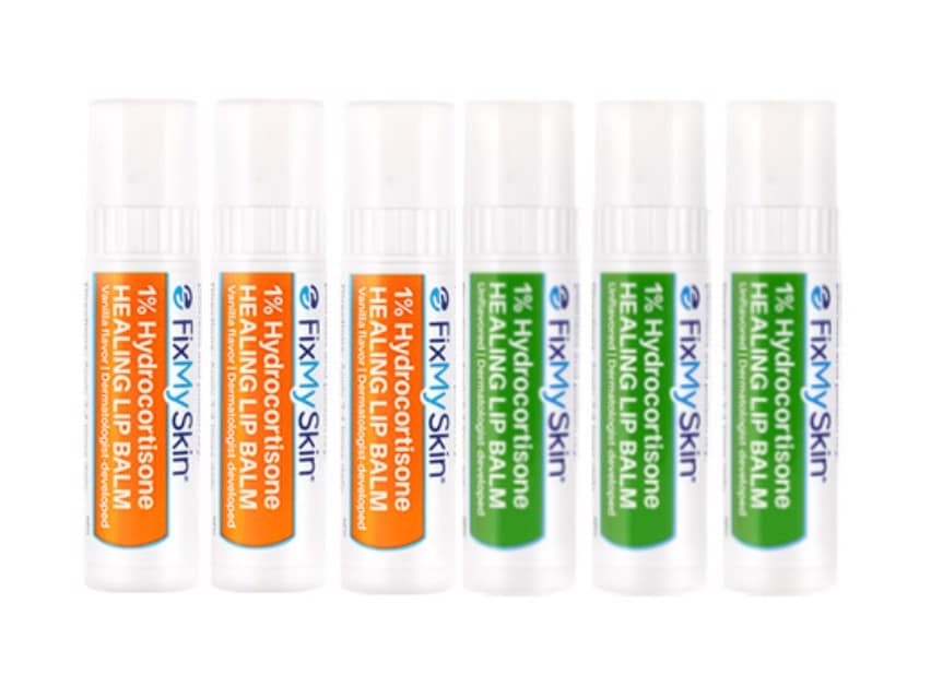 FixMySkin 1% Hydrocortisone Healing Lip Balm - Vanilla & Unflavored - Pack of 6