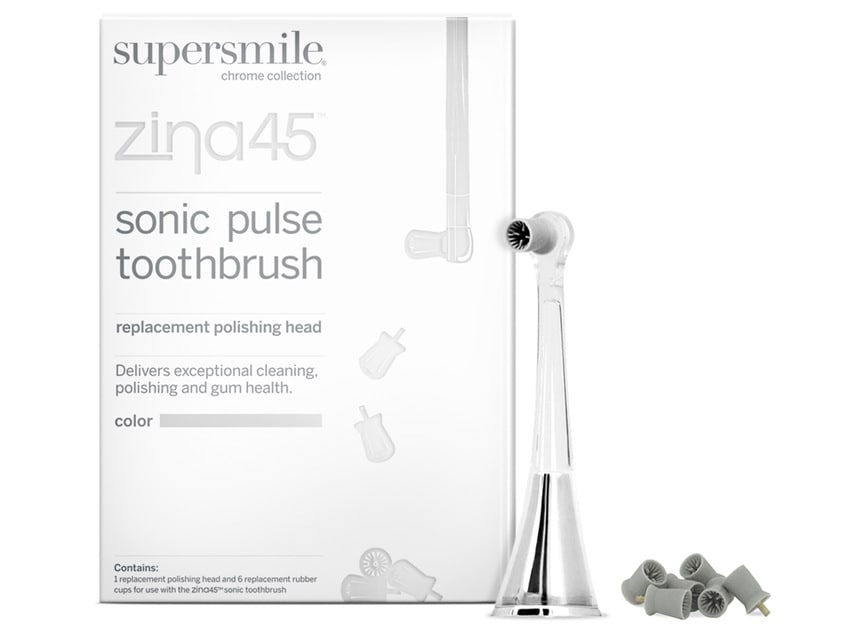Supersmile Zina45 Sonic Pulse Toothbrush Replacement Polishing Heads - 2 Pack - Silver