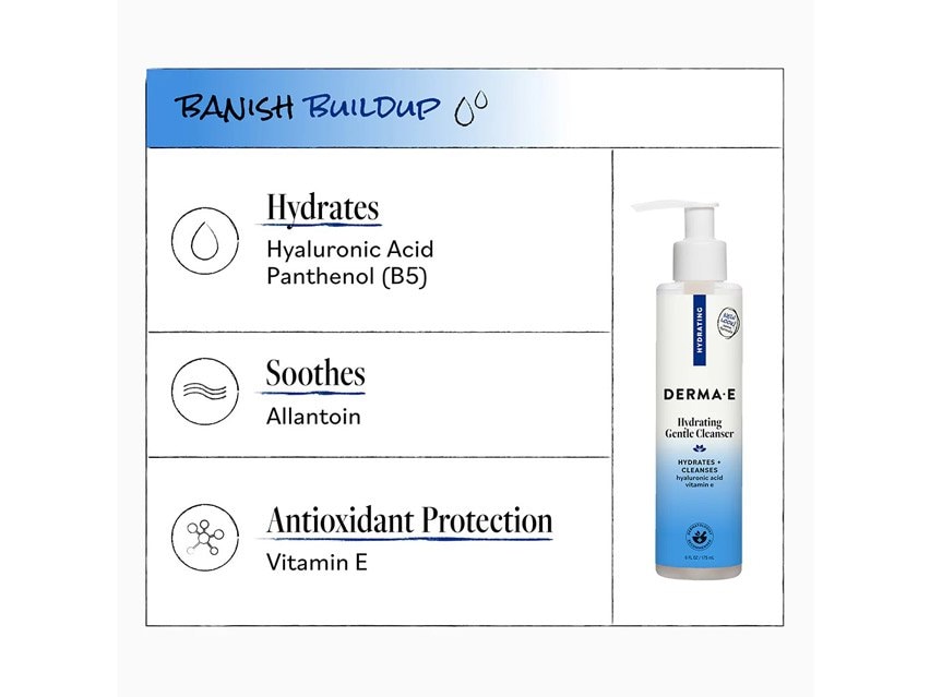 derma e Hydrating Gentle Cleanser with Hyaluronic Acid