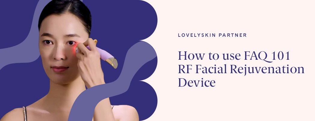 Woman applying the FOREO FAQ 101 RF Facial Rejuvenation Device to her face