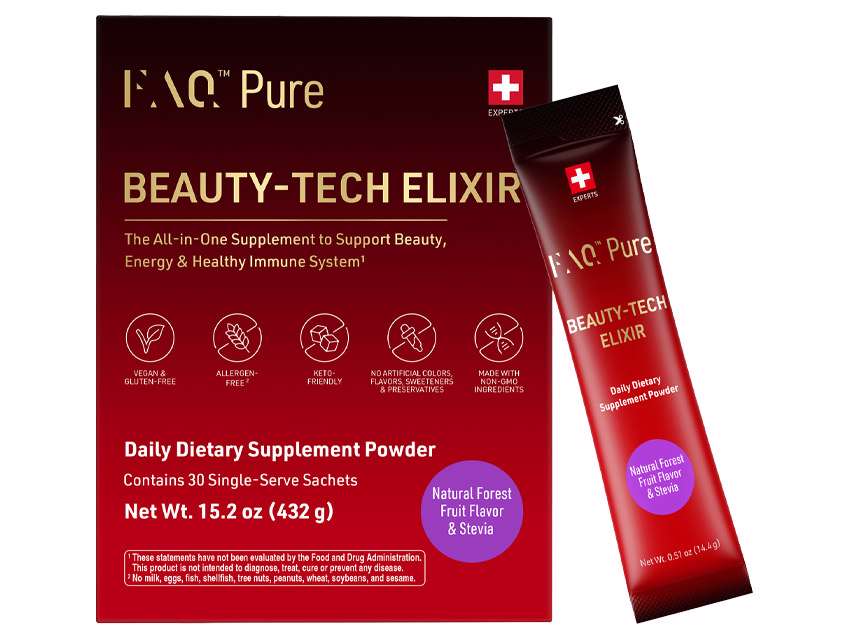 FOREO Beauty-Tech Elixir Daily Food Supplement Powder - Natural Forest Fruit Flavor & Stevia - Single Serve Sachets